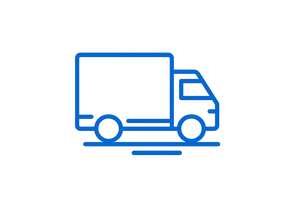 Delivery truck icon, simple line style, blue color