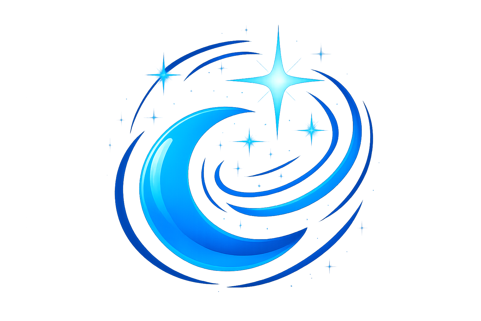 Sparkling clean icon with shine effects, representing fresh and clean results, bright blue color scheme